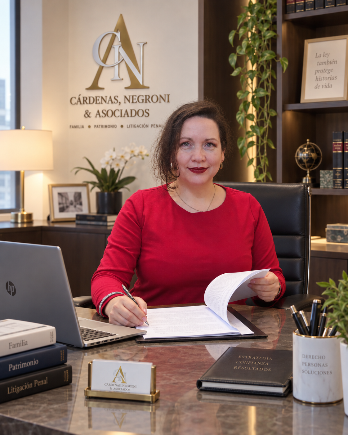 Carola Cárdenas en oficina jurídica